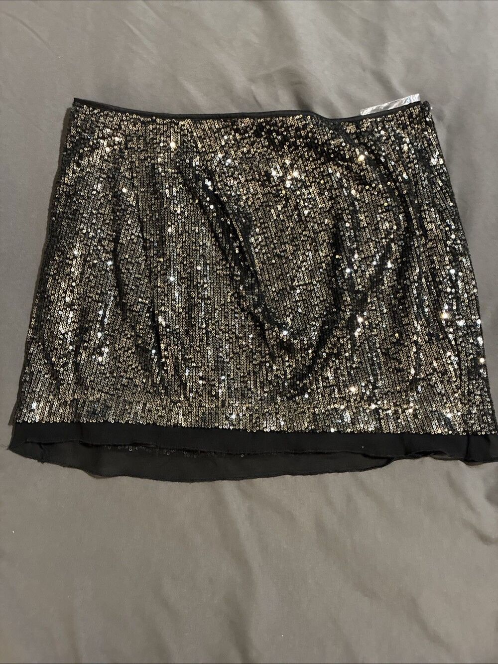 NWT Jennifer Lopez Black Mini Ruffle Sequin Skirt Sz 10 Sparkle City Party